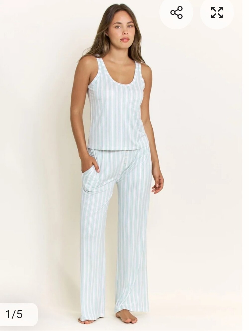 Honeydew All American Tank Pant Set in Sage Stitched Stripe